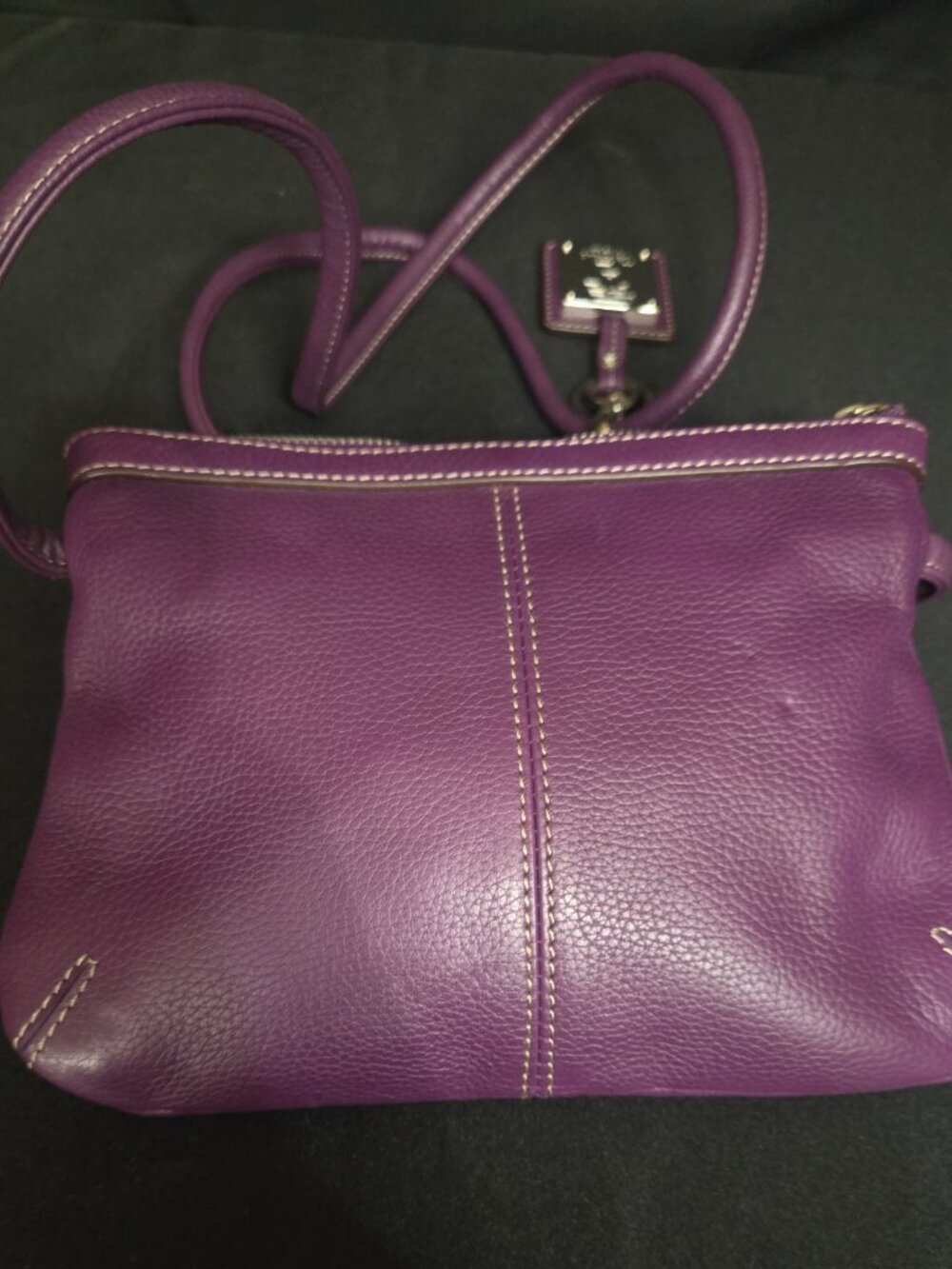 Tignanello Purple Genuine Leather Crossbody NWOT Organizer Bag - Picture 3 of 7